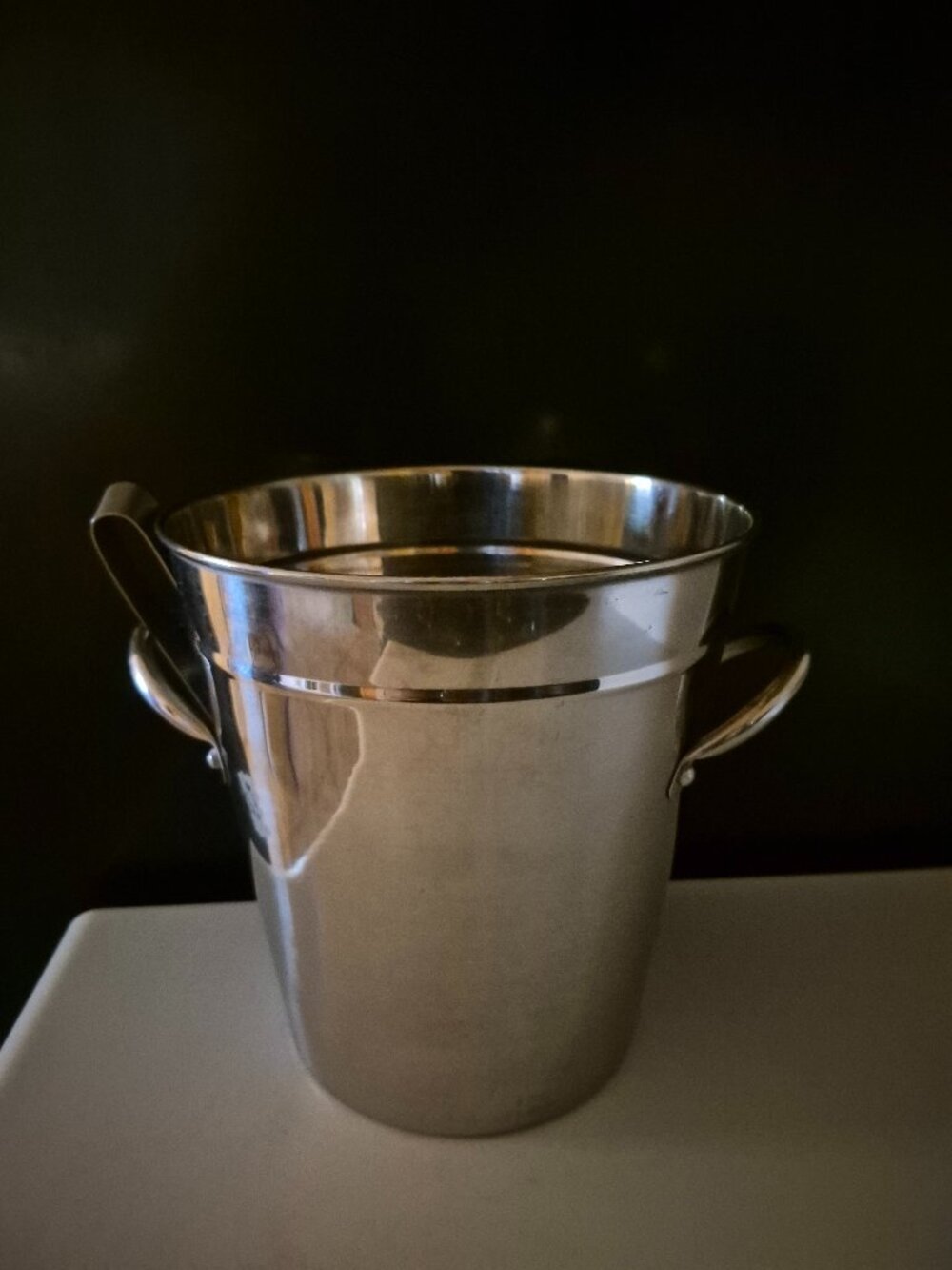 VINTAGE POLISH STAINLESS-STEEL WINE AND CHAMPAGNE ICE BUCKET